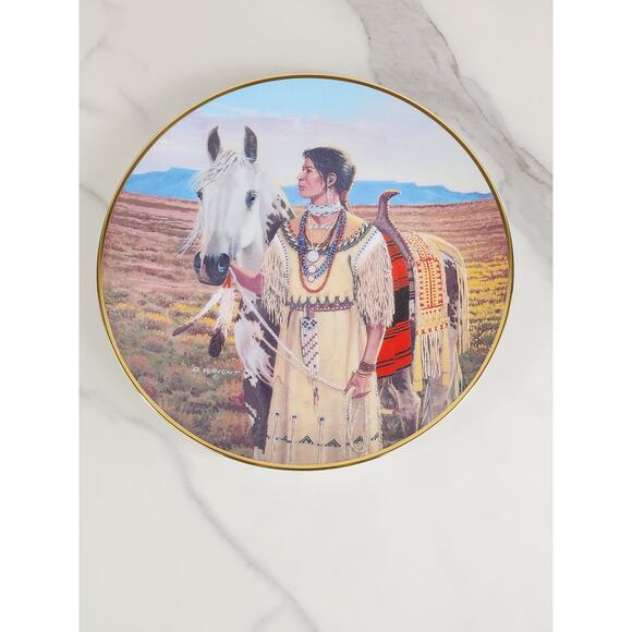 Lozen Noble American Indian Women Year 1991 Porcelain 8 1/2" Wall Decor Plate - Picture 7 of 11